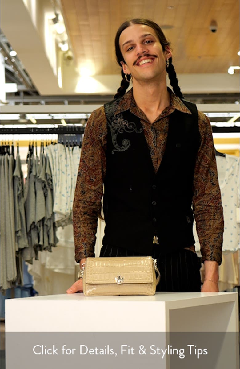 Small Charlie Croc Embossed Shoulder Bag, sales video thumbnail
