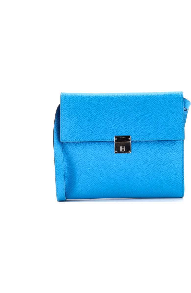 Pre-Owned Hermes Clic Wallet on Strap Epsom 16, Main, color, Bleu Frida