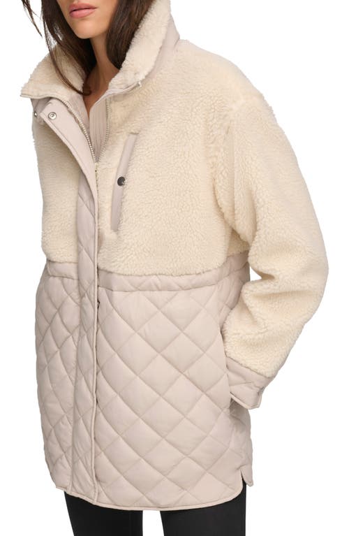Andrew Marc Sport Mixed Media Faux Shearling Quilted Jacket In Brown