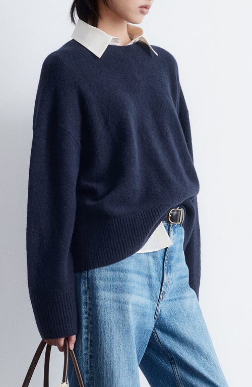 & Other Stories Relaxed Crewneck Cotton Blend Sweater In Blue