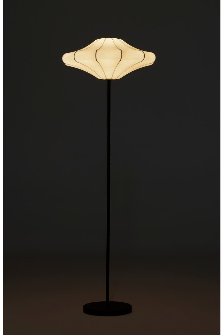 Atlas 67" Modern LED Tall Floor Lamp with Unique White Resin Shade, Bulb Included, Alternate, color, Classic Black