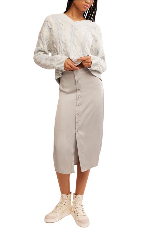 FREE PEOPLE FREE PEOPLE ANALISE BUTTON FRONT SATIN MIDI SKIRT