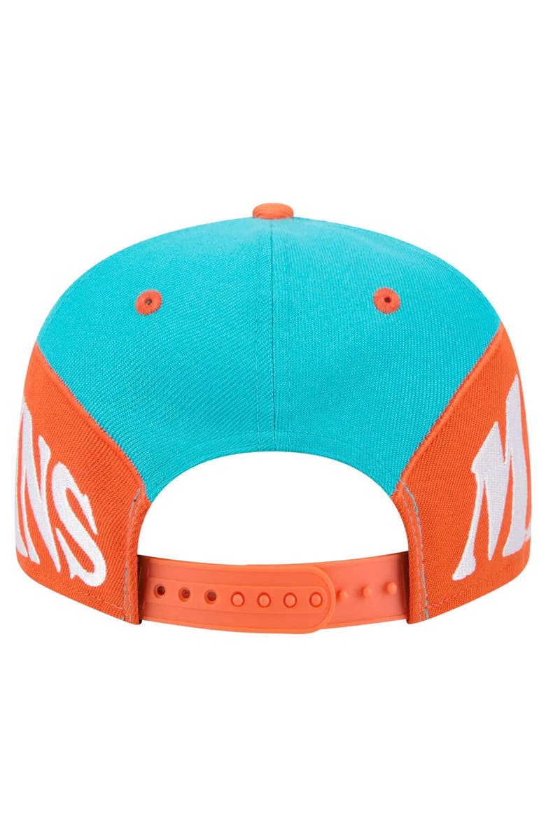 New Era Men's New Era  Aqua/Orange Miami Dolphins Split 9FIFTY Snapback Hat, Alternate, color, 
