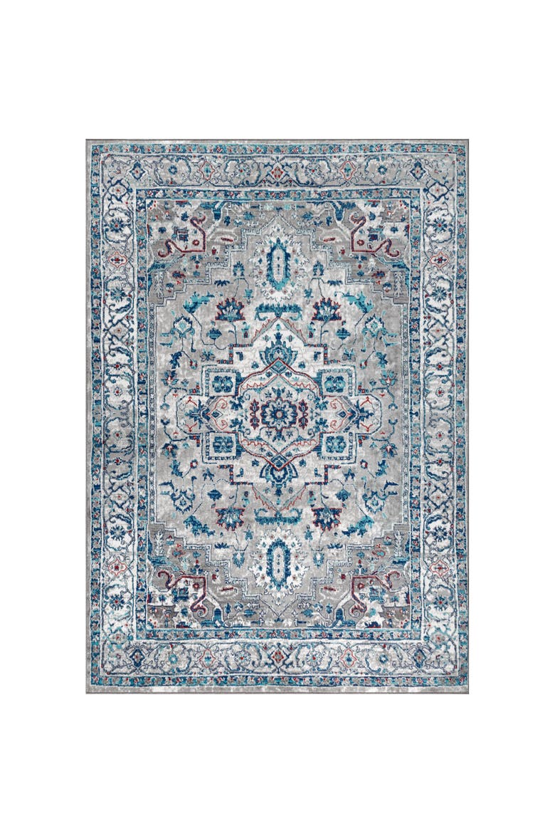 Modern Persian Vintage Medallion Area Rug, Main, color, Light Gray/Blue