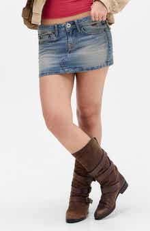 Striped Denim Ultra Miniskirt