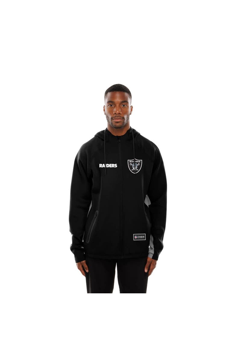 Men's New Era  Black Las Vegas Raiders Combine Authentic Raglan Scuba Full-Zip Hoodie, Alternate, color, Black