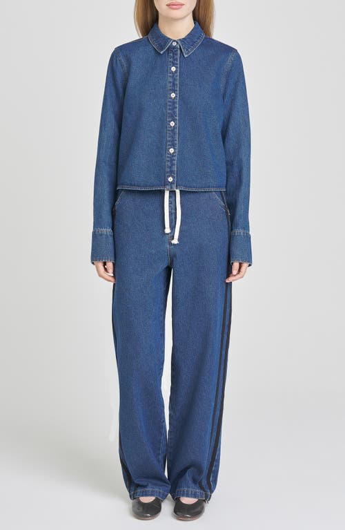 Wayf Mercer Denim Button-up Shirt In Blue