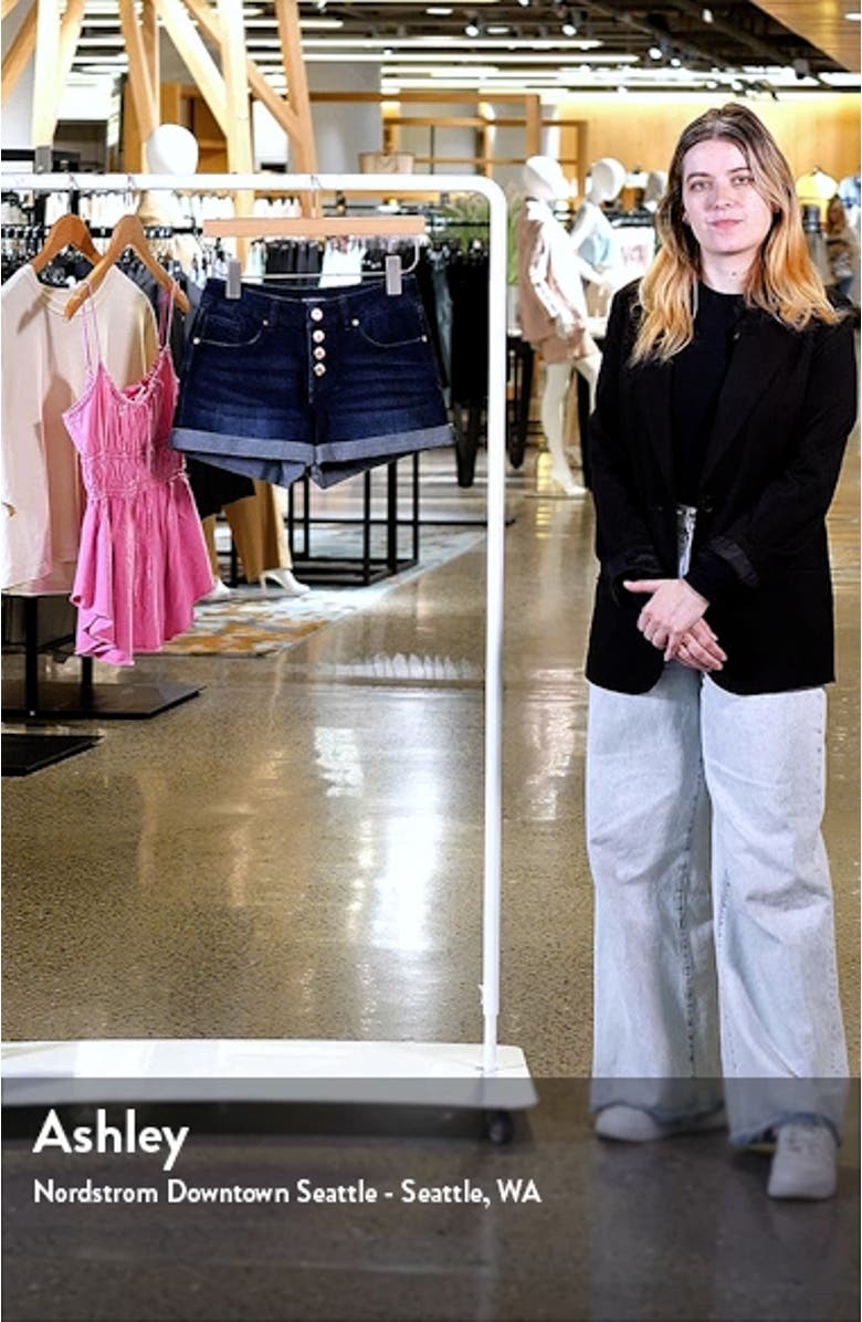 Exposed Button Fly High Waist Cuffed Denim Shorts, sales video thumbnail