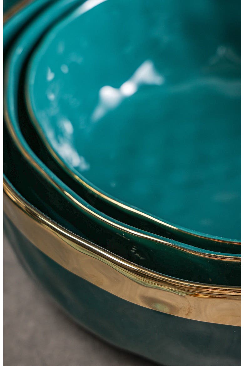 Florian Porcelain 3-Piece Serving Bowl Set, Alternate, color, Green