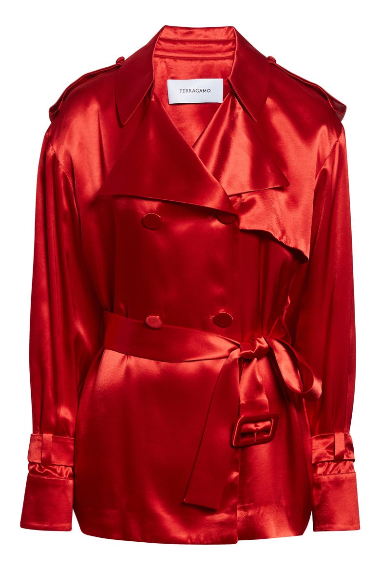 Long Sleeve Satin Trench Shirt, Alternate, color, DARK RED