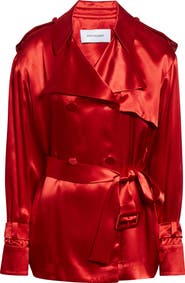 FERRAGAMO Long Sleeve Satin Trench Shirt