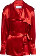 FERRAGAMO Long Sleeve Satin Trench Shirt