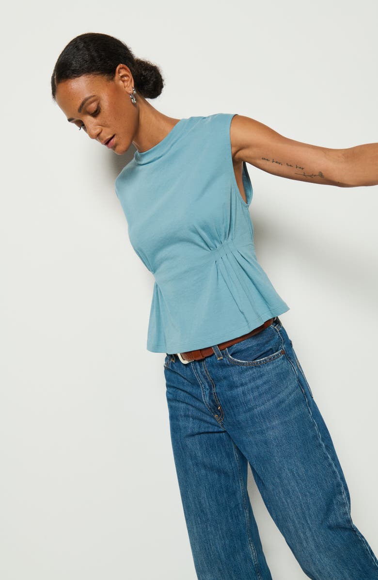 Nation LTD Meg Pleated Organic Cotton Top, Alternate, color, Smokey Blue