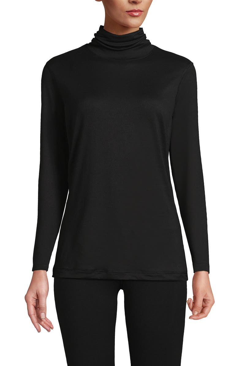Lands
End Baselayer Cozy Thermaskin Turtleneck Top, Alternate, color, Black