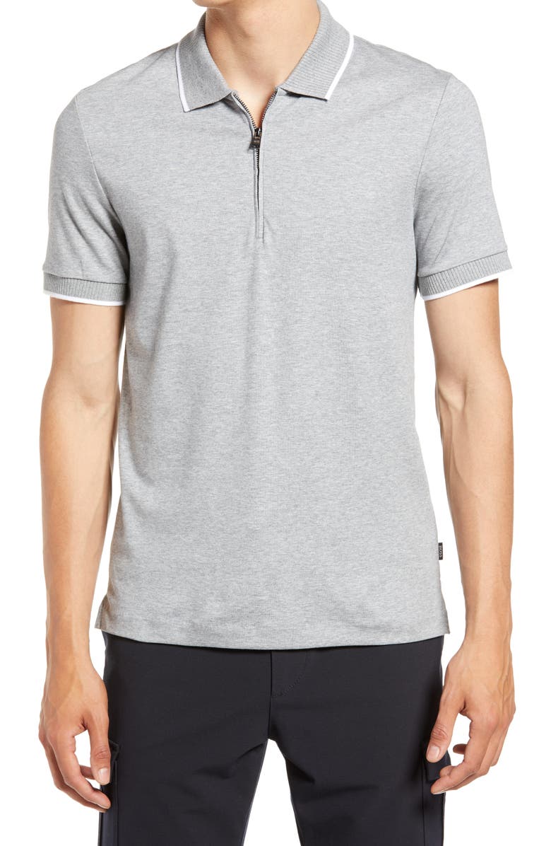BOSS Polston Slim Fit Short Sleeve Zip Polo, Main, color,