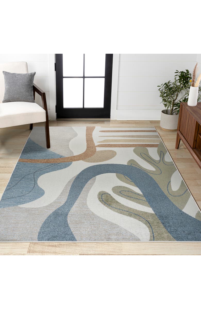 JONATHAN Y Algae Abstract Glam Botanical Machine-Washable Area Rug, Alternate, color, Cream/Multi