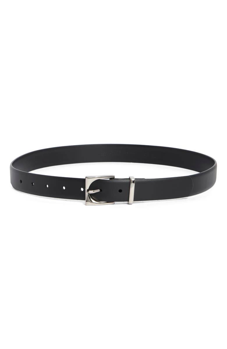 NORDSTROM RACK Square Buckle Leather Belt, Main, color, Black Dusk