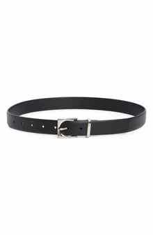 NORDSTROM RACK Square Buckle Leather Belt