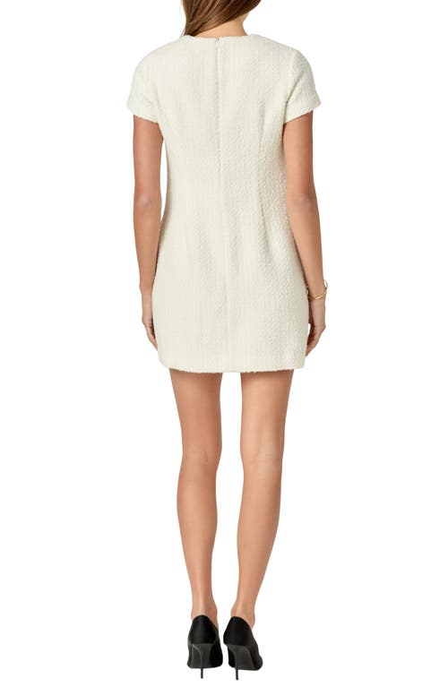 ENGLISH FACTORY ENGLISH FACTORY RHINESTONE BOW TWEED MINIDRESS