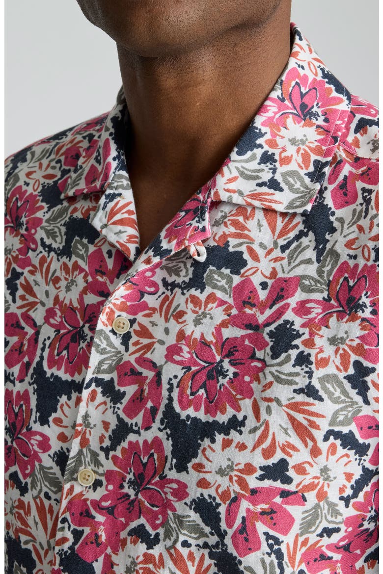 Crossman Floral Linen Camp Shirt, Alternate, color, NAVY PINK