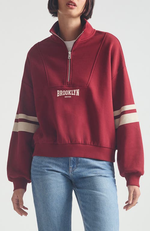 Brooklyn Industries Oversize Half Zip Cotton Sweatshirt In Red
