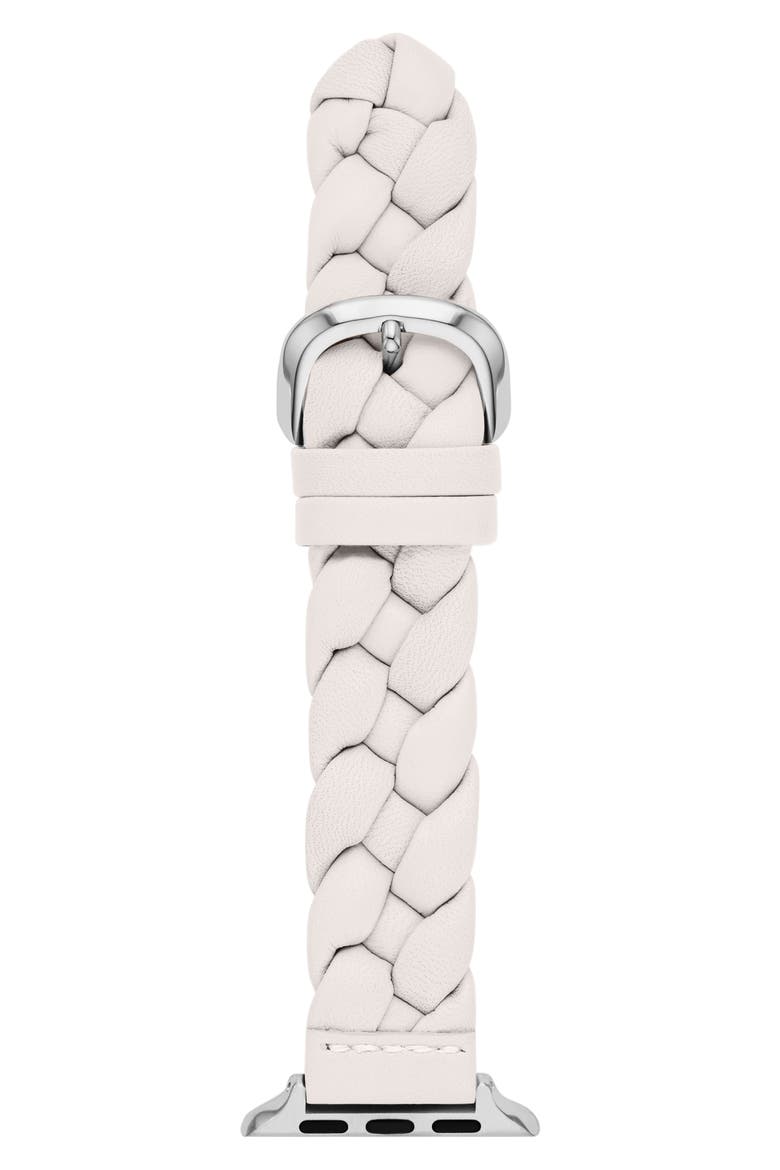 braided leather 18mm Apple Watch® watchband, Main, color, WHITE
