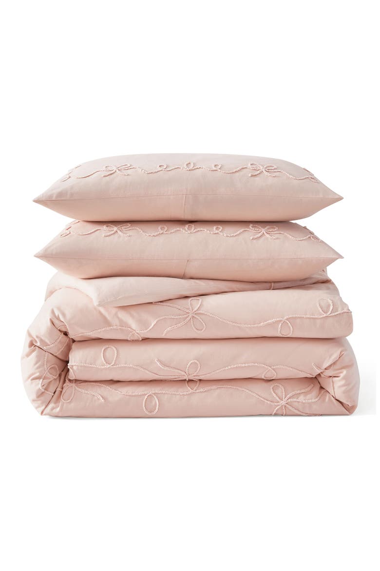 Sasha Bows Duvet Cover & Sham Set, Main, color, BLUSH