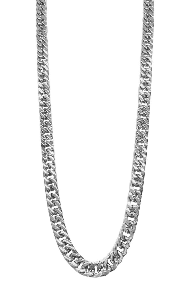 Water Resistant Cuban Chain Necklace, Main, color, SILVER