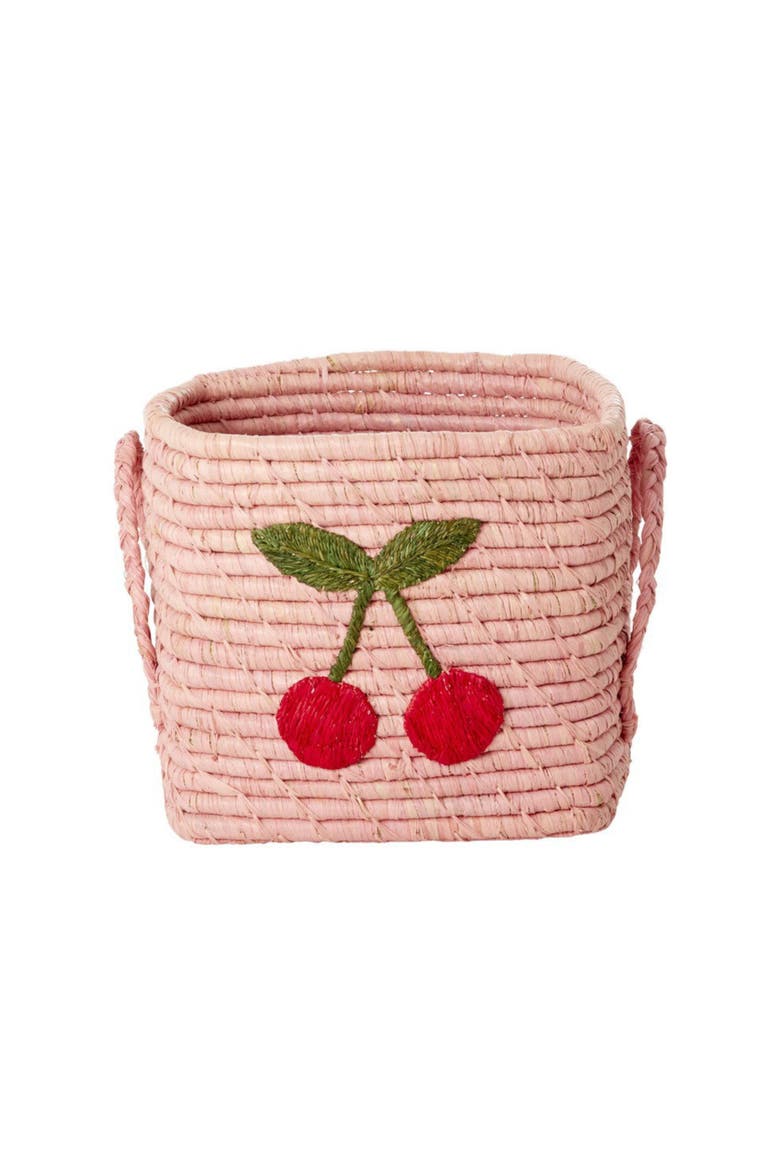 Square Raffia Basket Cherry, Main, color, Pink