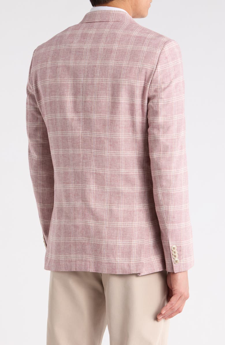 Original Penguin Pink Windowpane Plaid Linen & Cotton Sport Coat, Alternate, color, Pink