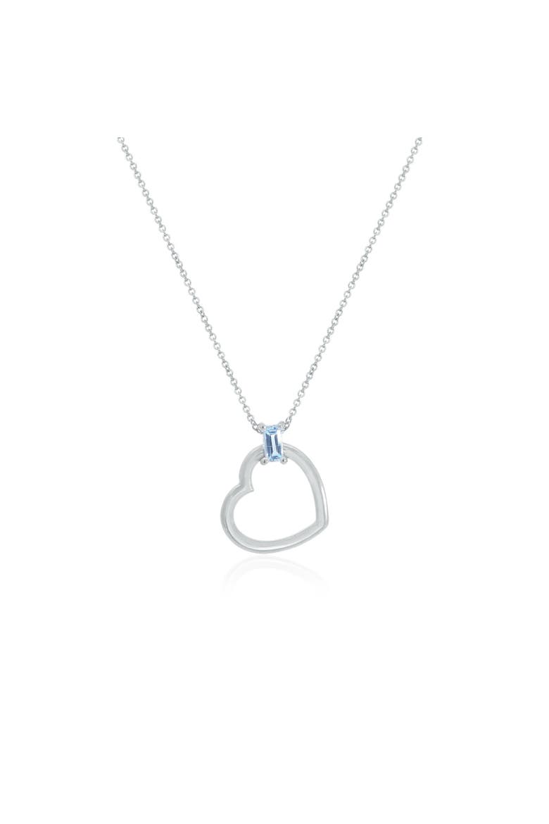 Baguette Blue Topaz Open Heart Necklace, Main, color, Blue Topaz