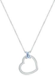 The Lovery Fine Jewelry Baguette Blue Topaz Open Heart Necklace