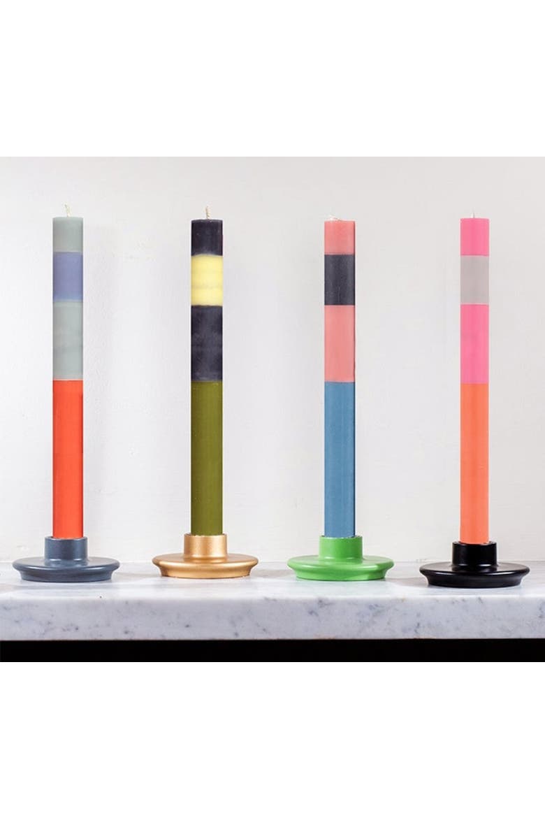 Abstract Striped Dinner Candles - Set of 4, Alternate, color, Opaline, Pompadour, Rust