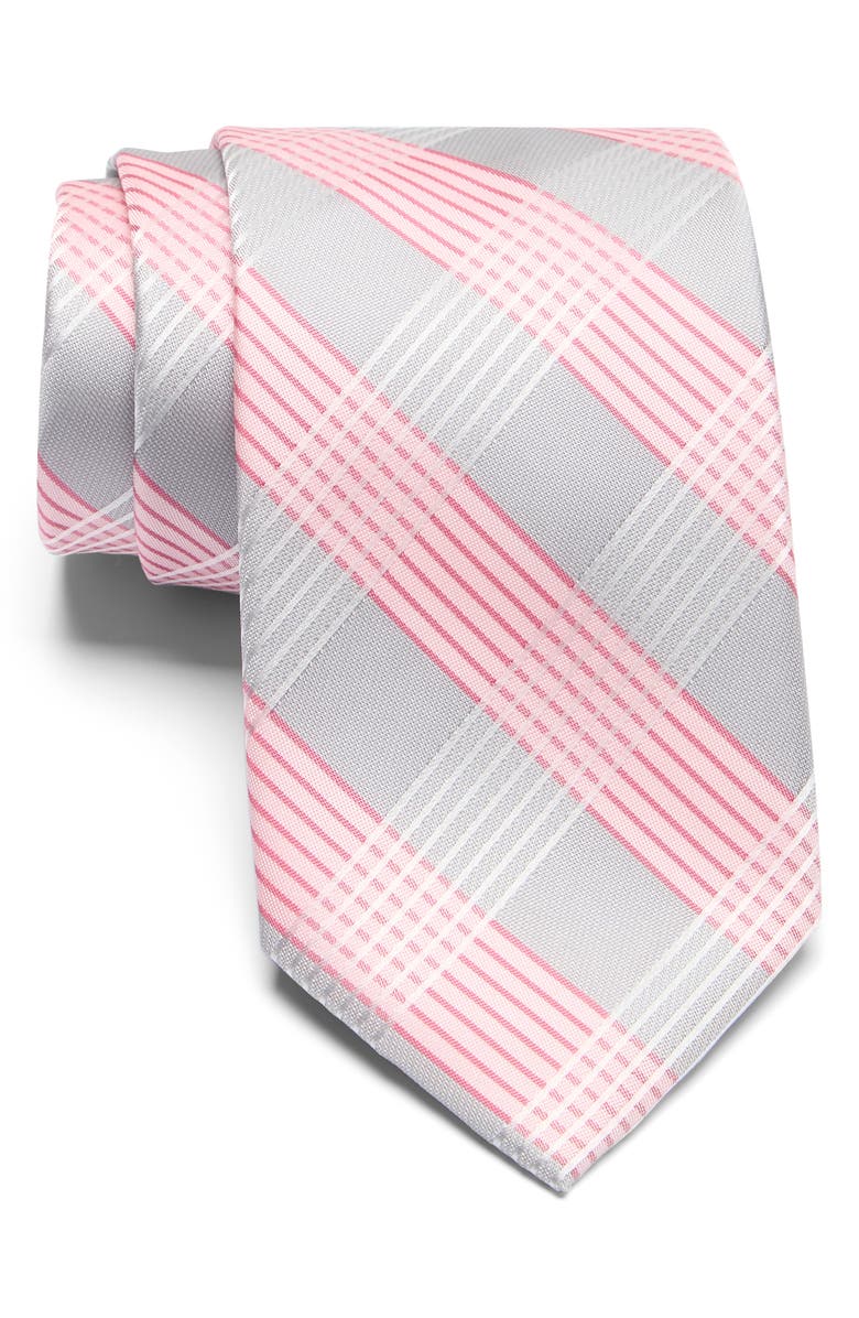 Michael Kors Larson Check Tie, Main, color, Silver