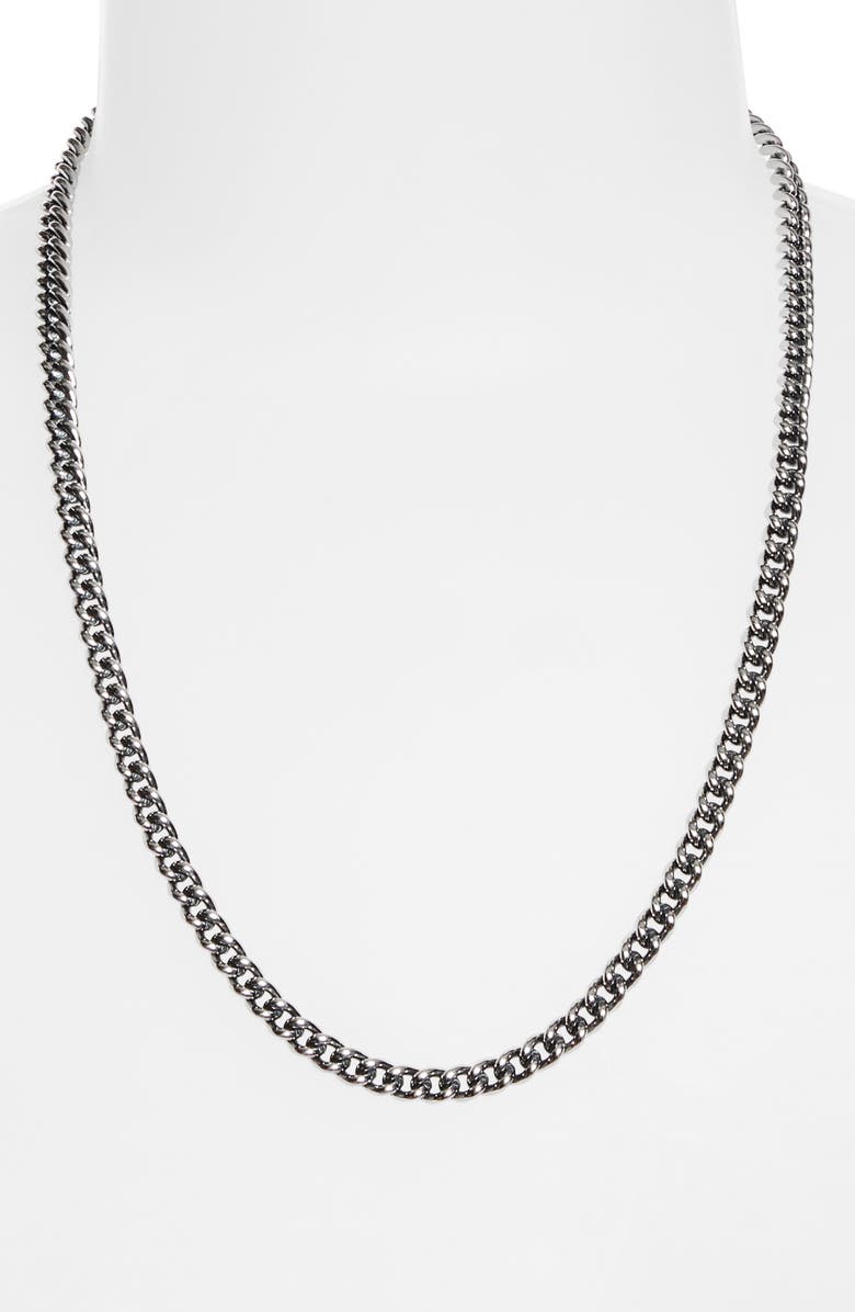 Good Art Hlywd Men's Sapphire Rosette AA Curb Chain Necklace, Alternate, color, Sterling Sliver