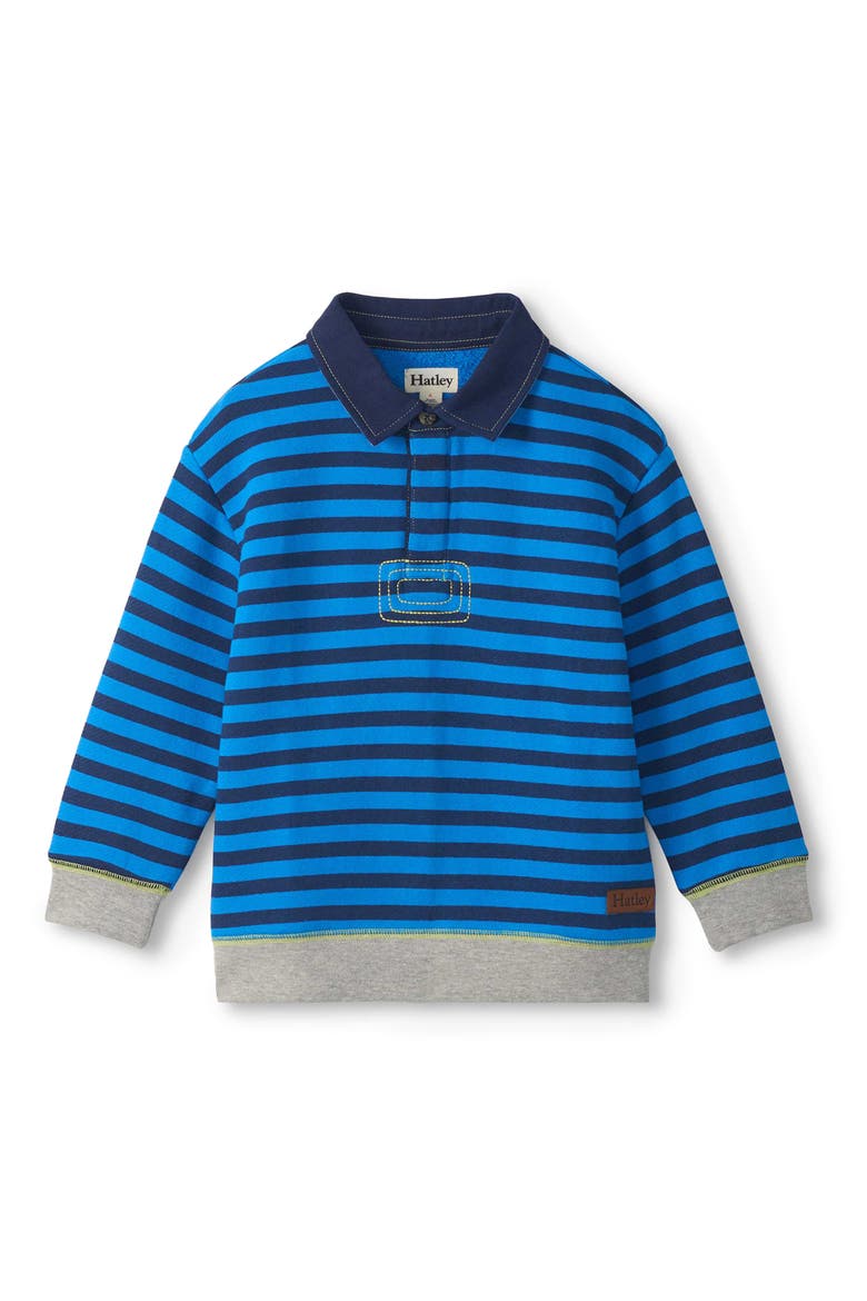 Kids' Stripe Cotton Rugby Sweatshirt, Main, color, BLUE