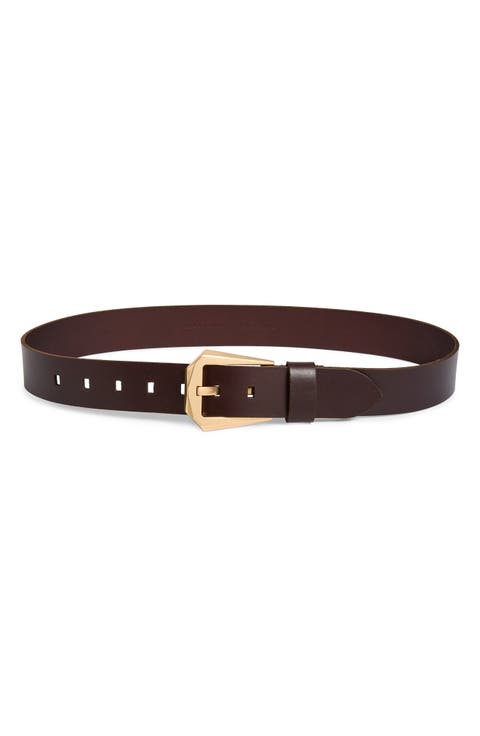 Western Hexagon Buckle Leather Belt