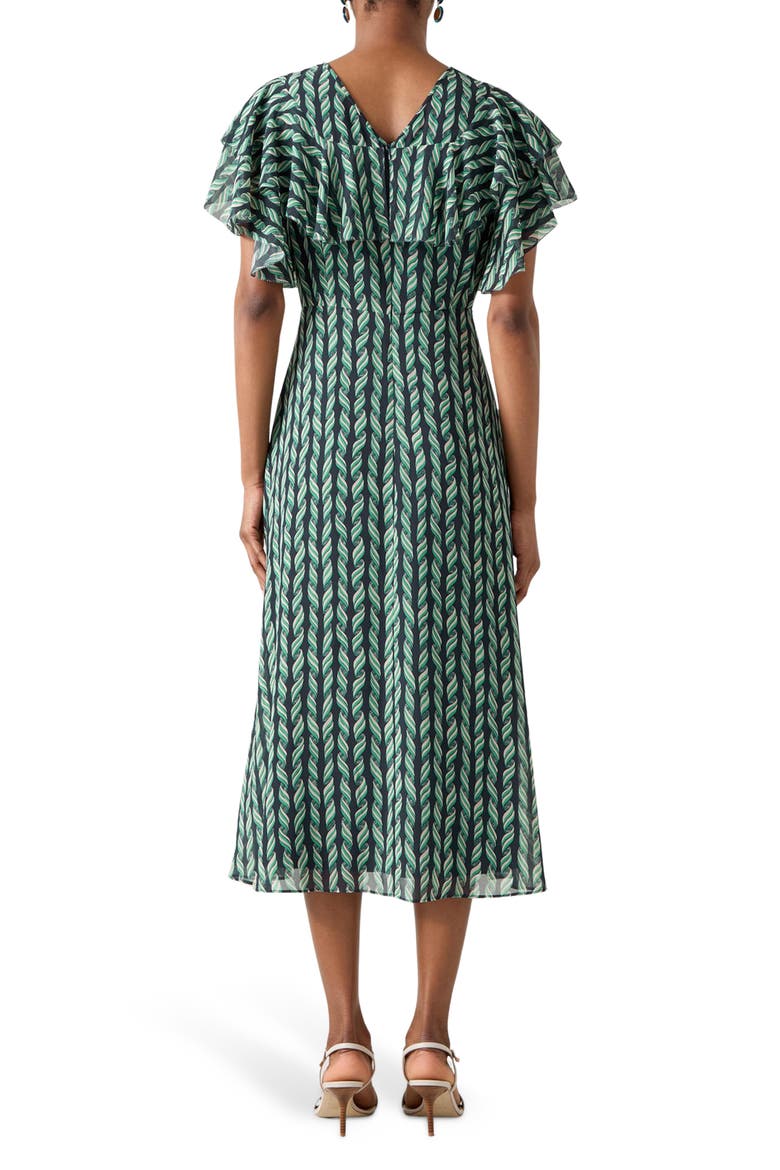 Short Sleeve A-Line Midi Dress, Alternate, color, BLUE MULTI