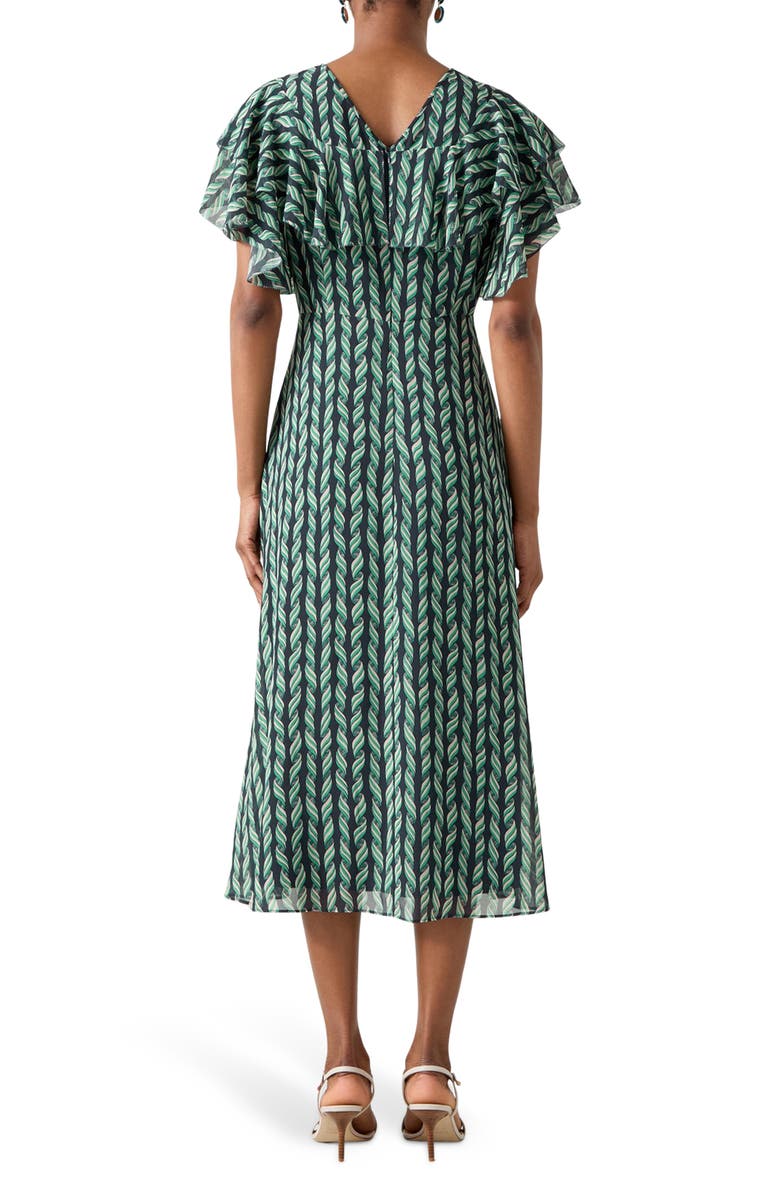 LK Bennett Short Sleeve A-Line Midi Dress, Alternate, color, Blue Multi