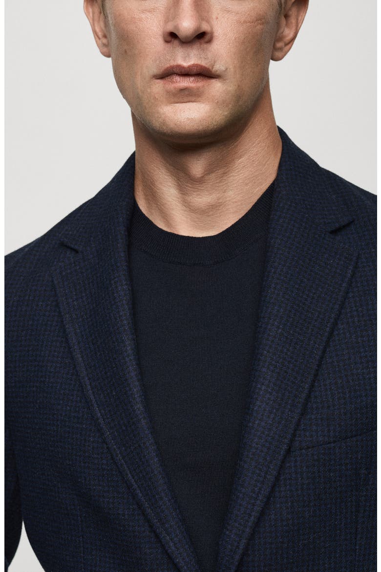 Slim Fit Micro Houndstooth Wool Blend Sport Coat, Alternate, color, BLUE