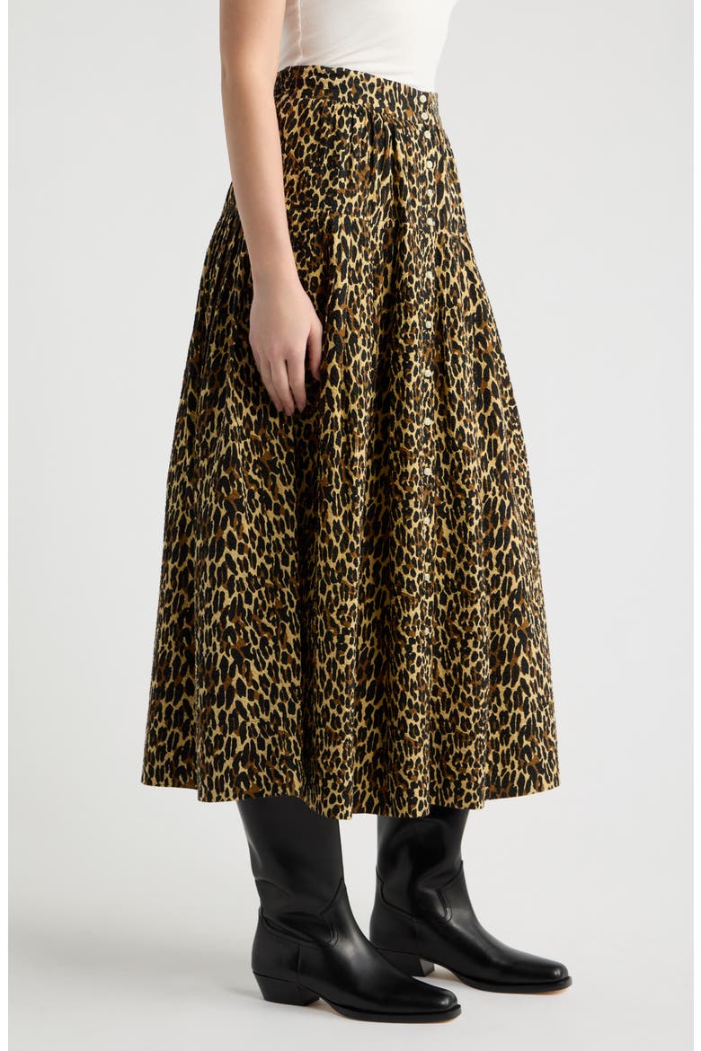 Highland Leopard Print Cotton Midi Skirt, Alternate, color, TAN LEOPARD