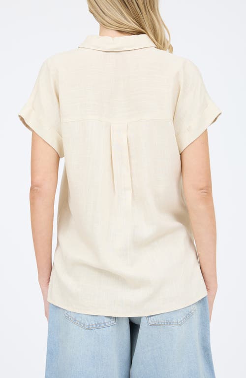 Blu Pepper Button Front Short Sleeve Shirt In Neutral