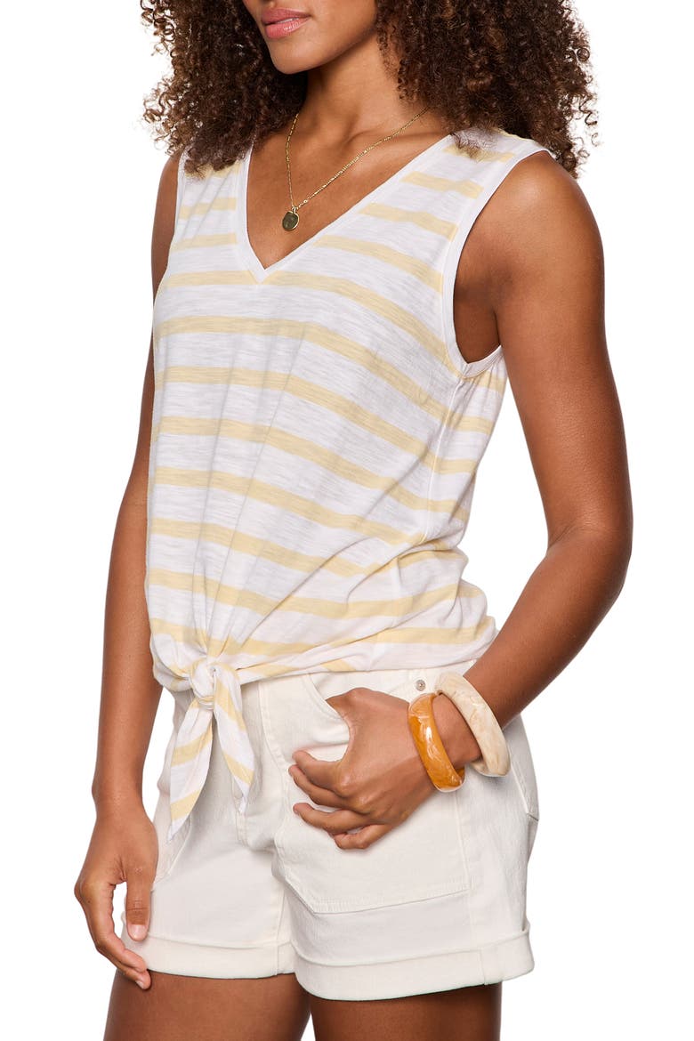 Floral Print Cotton Blend Tank, Alternate, color, BANANA YELLOW/ WHITE