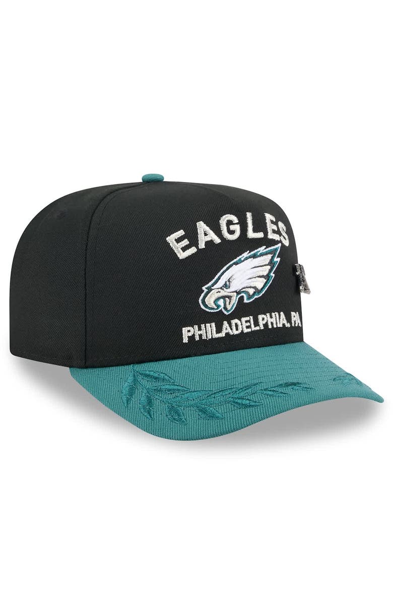 New Era Men's New Era Black/Midnight Green Philadelphia Eagles 2025 NFL Draft On Stage A-Frame 59FIFTY Fitted Hat, Alternate, color, 