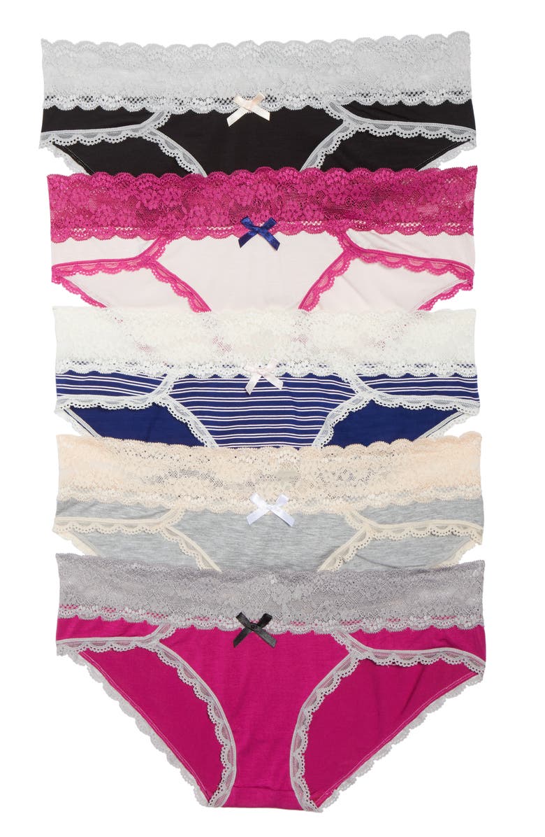 Honeydew Intimates Ahna 5-Pack Hipster Panties, Main, color, 