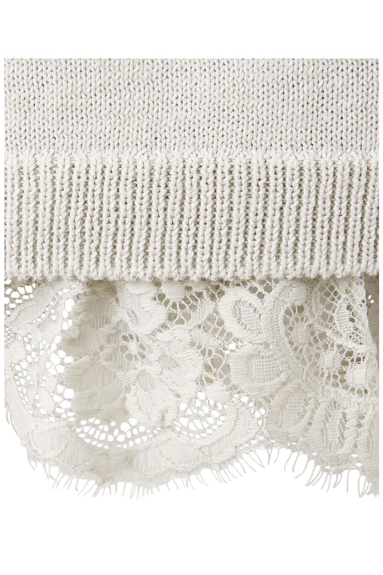 Lace Trim Short Sleeve Sweater, Alternate, color, LIGHT/ PASTEL GREY