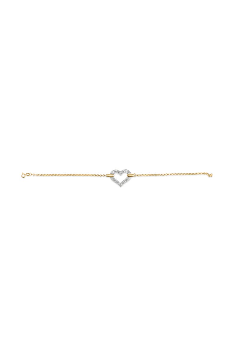10K Two Tone Gold 1/4 Cttw Diamond Encrusted Heart Charm Bracelet, Alternate, color, Yellow
