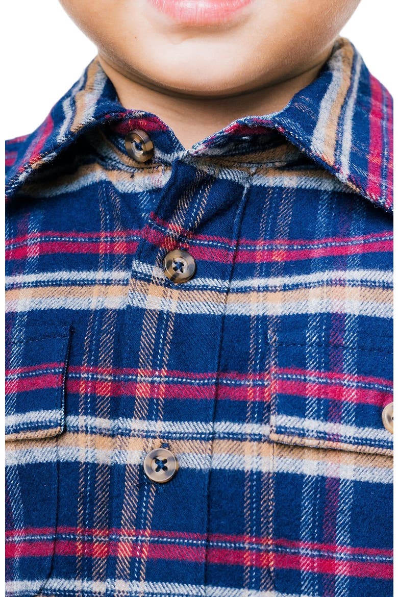 Boys' Flannel Flap Pocket Shirt, Kids, Alternate, color, Navy Autumn Plaid