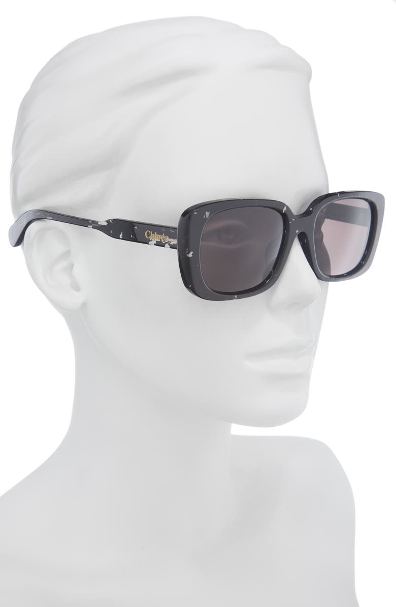 Chloé Rectangular Sunglasses, Alternate, color, Black Black Grey