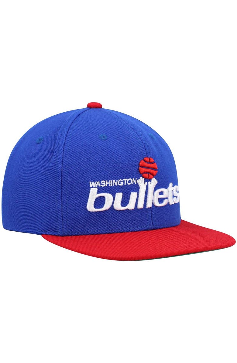 Mitchell & Ness Men's Mitchell & Ness Blue/Red Washington Bullets Hardwood Classics Team Two-Tone 2.0 Snapback Hat, Alternate, color,